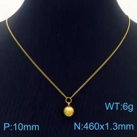 Fashion Stainless Steel 460 × 1.3mm Fine Chain Hanging Gold Round Steel Ball Pendant Charm Gold Necklace