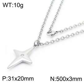 Fashion stainless steel 500 × 3mm O-Chain Hanging Quadrangle Pendant Jewelry Charm Silver Necklace