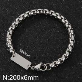 Simple men's and women's 6mm stainless steel square pearl chain bracelet