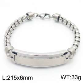 Silver Color Stainless Steel Square Pearl Chain Bracelet For Men Fashion Charm Jewelry