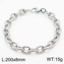 8mm steel color embossed steel color Korean stainless steel bracelet for men