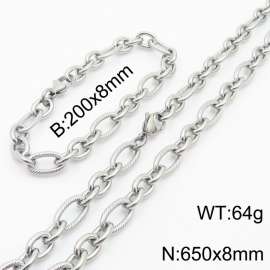 Personalized steel color 650 * 8mm O-chain titanium steel set