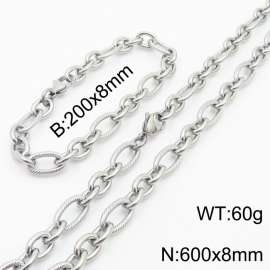 Personalized steel color 600 * 8mm O-chain titanium steel set