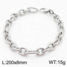 Japanese-korean wind 8mm woven O-chain stainless steel color stainless steel bracelet