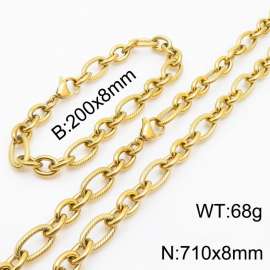 Personalized Gold 710 * 8mm O-shaped Chain Titanium Steel Set