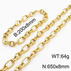 Personalized Gold 650 * 8mm O-shaped Chain Titanium Steel Set