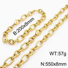 Personalized Gold 550 * 8mm O-shaped Chain Titanium Steel Set