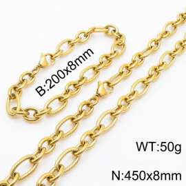 Personalized Gold 450 * 8mm O-shaped Chain Titanium Steel Set