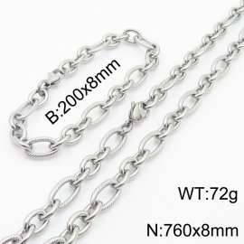 Personalized steel color 760 * 8mm O-chain titanium steel set