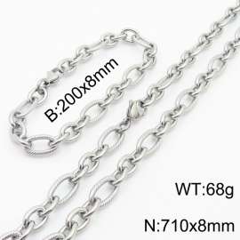Personalized steel color 710 * 8mm O-chain titanium steel set