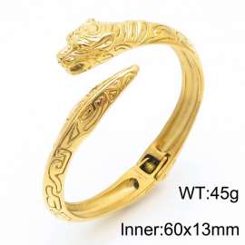 60x13mm Men's domineering tiger head retro text bracelet stainless steel gold color bracelet charm jewelry jewelry