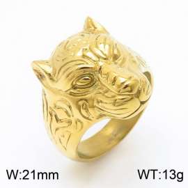 Personality Stainless steel Leopard Head Ring for Men Color Gold