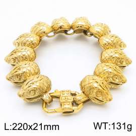Stainless steel 220x21mm snake head chain special lock clasp charm strong retro bracelet,Gold