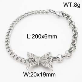 European and American fashion stainless steel 200 × 6mm mix and match chain splicing butterfly accessories lobster clasp jewelry charm silver bracelet