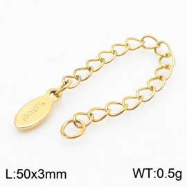 50X3mm Gold-Plated Stainless Steel Extension Chain with Logo Tag
