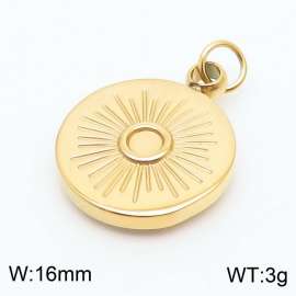 Stainless steel simple and fashionable circular carved pattern jewelry charm gold pendant