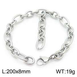 European and American Fashion 200×8mm 3：1 size O-shaped chain hanging tassel lobster clasp charm silver bracelet