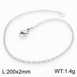 European and American fashion stainless steel 200×2mm O-chain lobster clasp charm silver bracelet