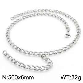 500mm Stainless Steel Cracked Cuban Links Necklace with Extension Chain
