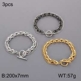 200mm Men Stainless Steel Double-Style Chains Bracelet with OT clasp