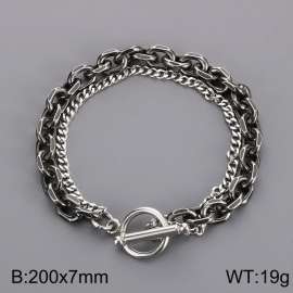 200mm Men Oxidized Stainless Steel Double-Style Chains Bracelet with OT clasp