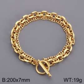 200mm Men Gold-Plated Stainless Steel Double-Style Chains Bracelet with OT clasp