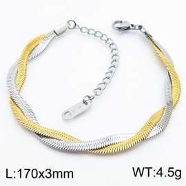 Two strand braided fishbone shaped stainless steel bracelet