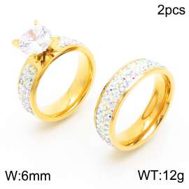 Colorful diamond pottery four claw zircon gold couple ring Lover Ring