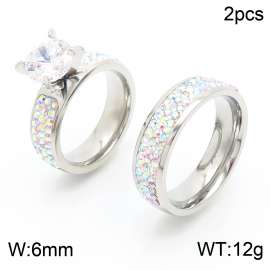 Colorful diamond pottery four claw zircon lovers ring