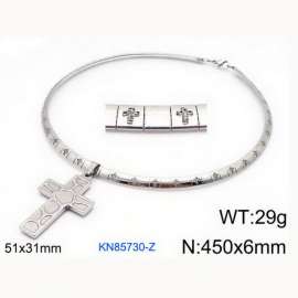 European and American fashion stainless steel cross pattern silver necklace hanging cross pendant
