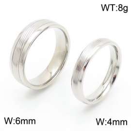 European and American fashion simple stainless steel line charm silver couple ring