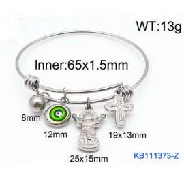 Silver Stainless Steel Charms Bracelet Bangle