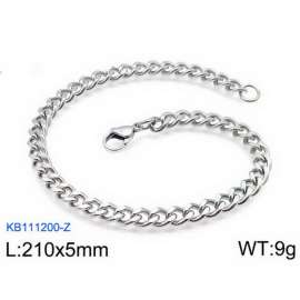 210x5mm Silver Stainless Steel Cuban Link Bracelet with Lobster Clasp