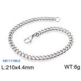 200x4.4mm Silver Stainless Steel Cuban Link Bracelet with Lobster Clasp