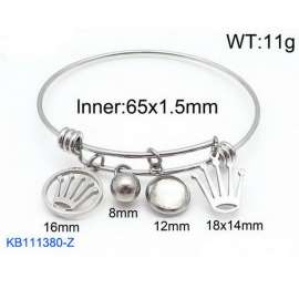 Silver Stainless Steel Charms Bracelet Bangle
