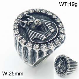Stainless steel egyptian god of death style retro silver ring