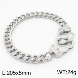 European and American fashion stainless steel 205×8mm Cuban Chain Special Buckle Charm Silver Bracelet