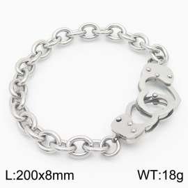 European and American fashion stainless steel 205×8mm O-chain handcuff buckle charm silver bracelet