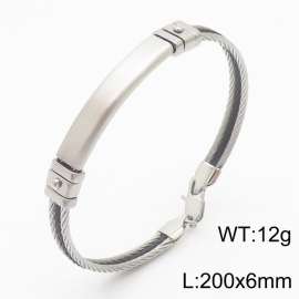 Stainless Steel 200x6mm Rope Chain Simple Special Buckle Multi layer Splice Silver&Black Color Bracelet