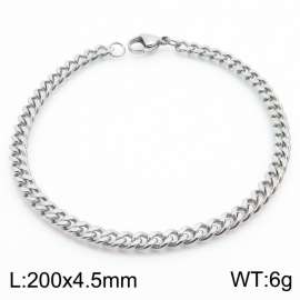 200mm Silver Color Cuban Chain Wholesale Bracelet Stainless Steel Cuff Bracelets Gift