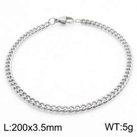 200mm Silver Color Cuban Chain Wholesale Bracelet Stainless Steel Cuff Bracelets Gift