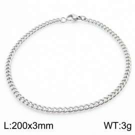 European and American stainless steel trend 200 × 3mm double-sided grinding chain lobster buckle fashion versatile silver bracelet