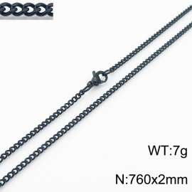 European and American stainless steel trend 760 × 2mm double-sided grinding chain lobster buckle fashion versatile black necklace