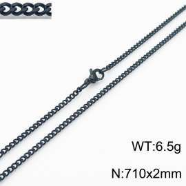 European and American stainless steel trend 710 × 2mm double-sided grinding chain lobster buckle fashion versatile black necklace