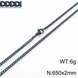 European and American stainless steel trend 650 × 2mm double-sided grinding chain lobster buckle fashion versatile black necklace