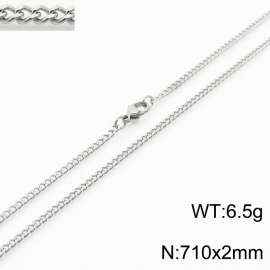 European and American stainless steel trend 710 × 2mm double-sided grinding chain lobster buckle fashion versatile silver necklace