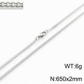 European and American stainless steel trend 650 × 2mm double-sided grinding chain lobster buckle fashion versatile silver necklace