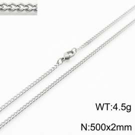 European and American stainless steel trend 500× 2mm double-sided grinding chain lobster buckle fashion versatile silver necklace