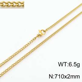 European and American stainless steel trend 710 × 2mm double-sided grinding chain lobster buckle fashion versatile gold necklace