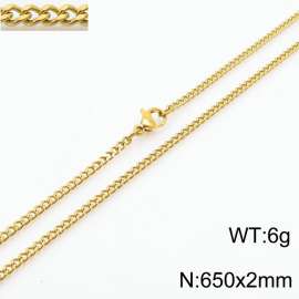 European and American stainless steel trend 650 × 2mm double-sided grinding chain lobster buckle fashion versatile gold necklace